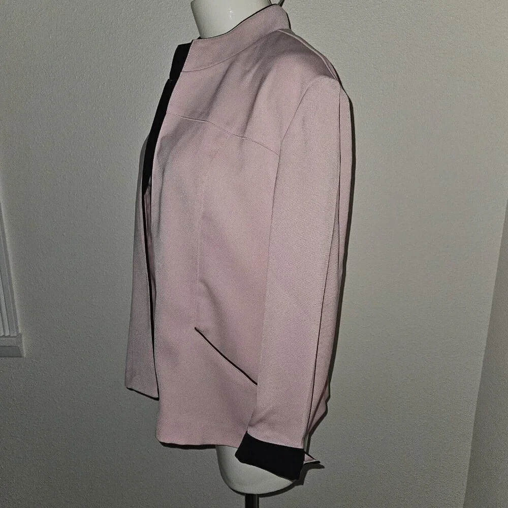 Dressbarn Pink Black Blazer Jacket Striped Tank Top Matching Set Size 10